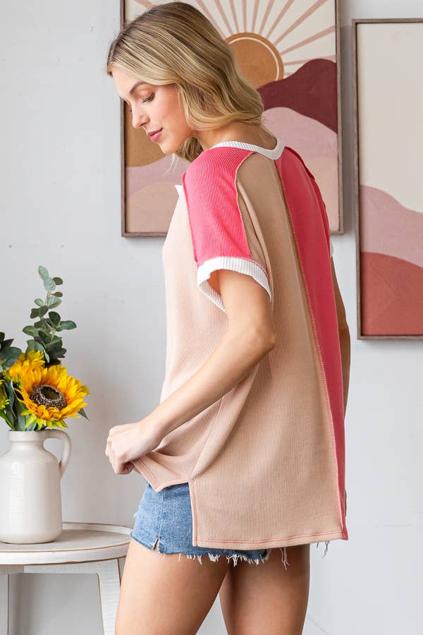 Sunset Split Henley Top