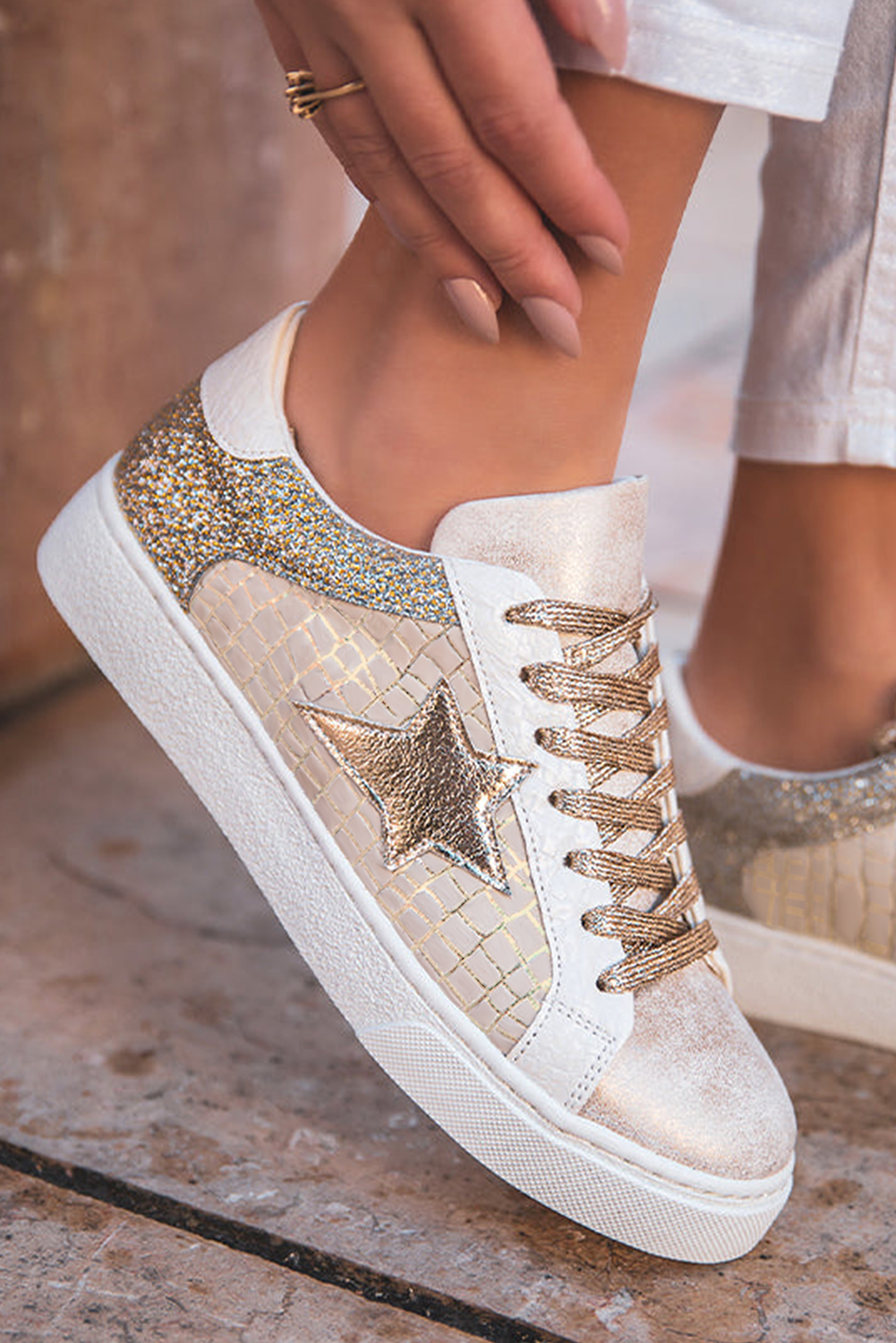 Glitter Star Patchwork Sneaker
