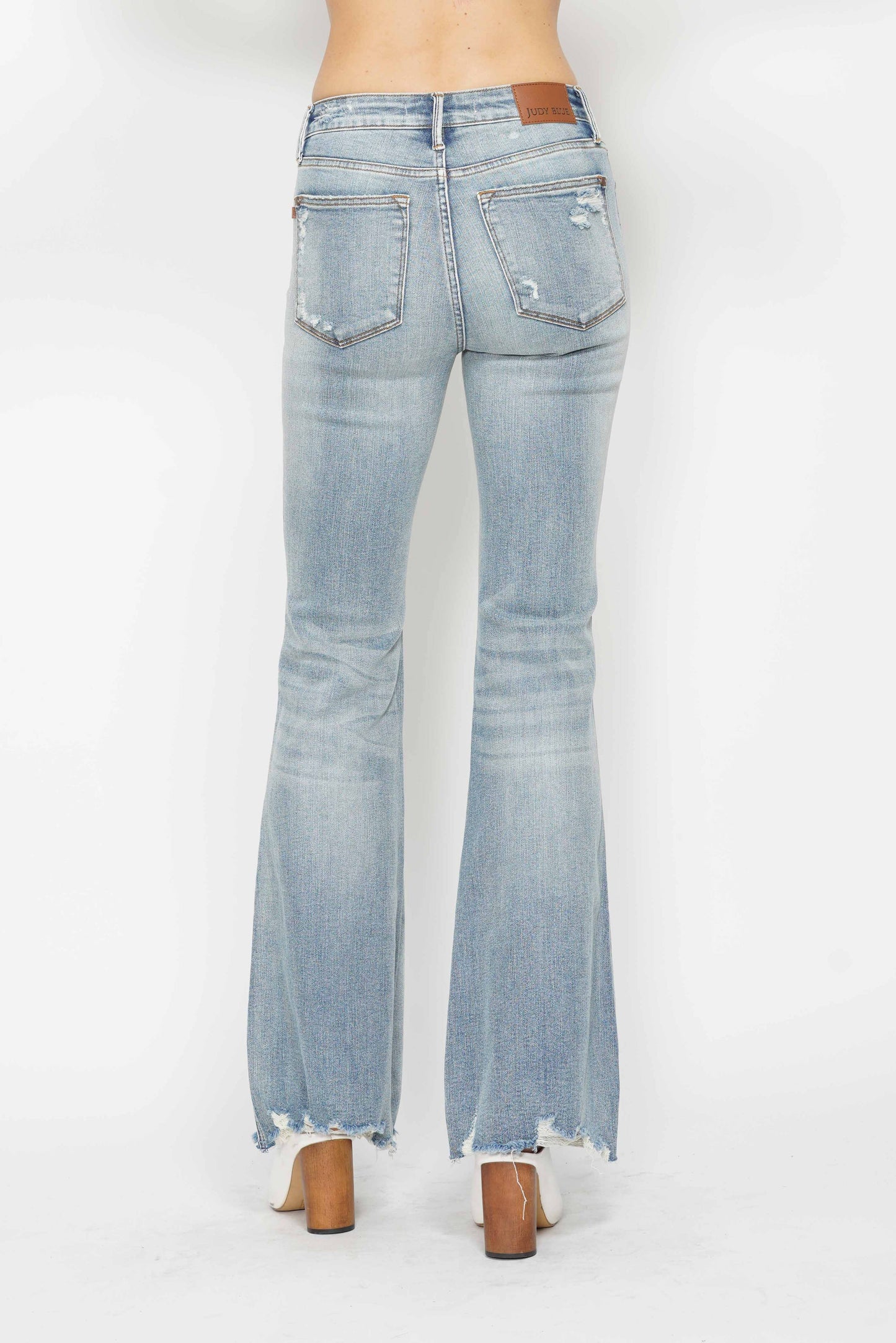 Beach Break Flares | Light Wash Distressed Denim