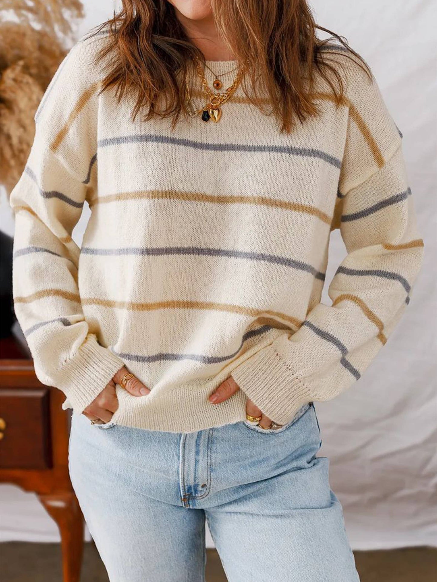 Autumn Stroll Striped Sweater