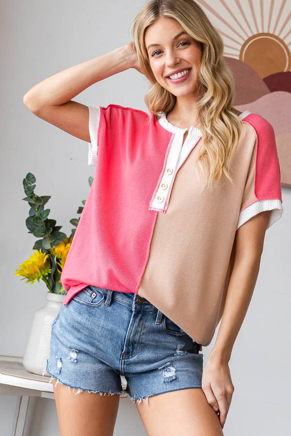 Sunset Split Henley Top