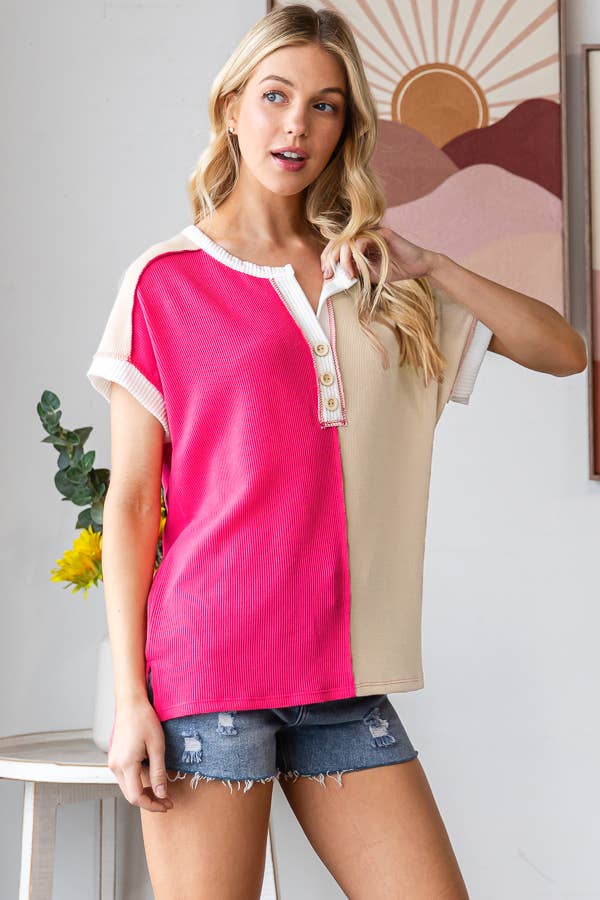 Sunset Split Henley Top