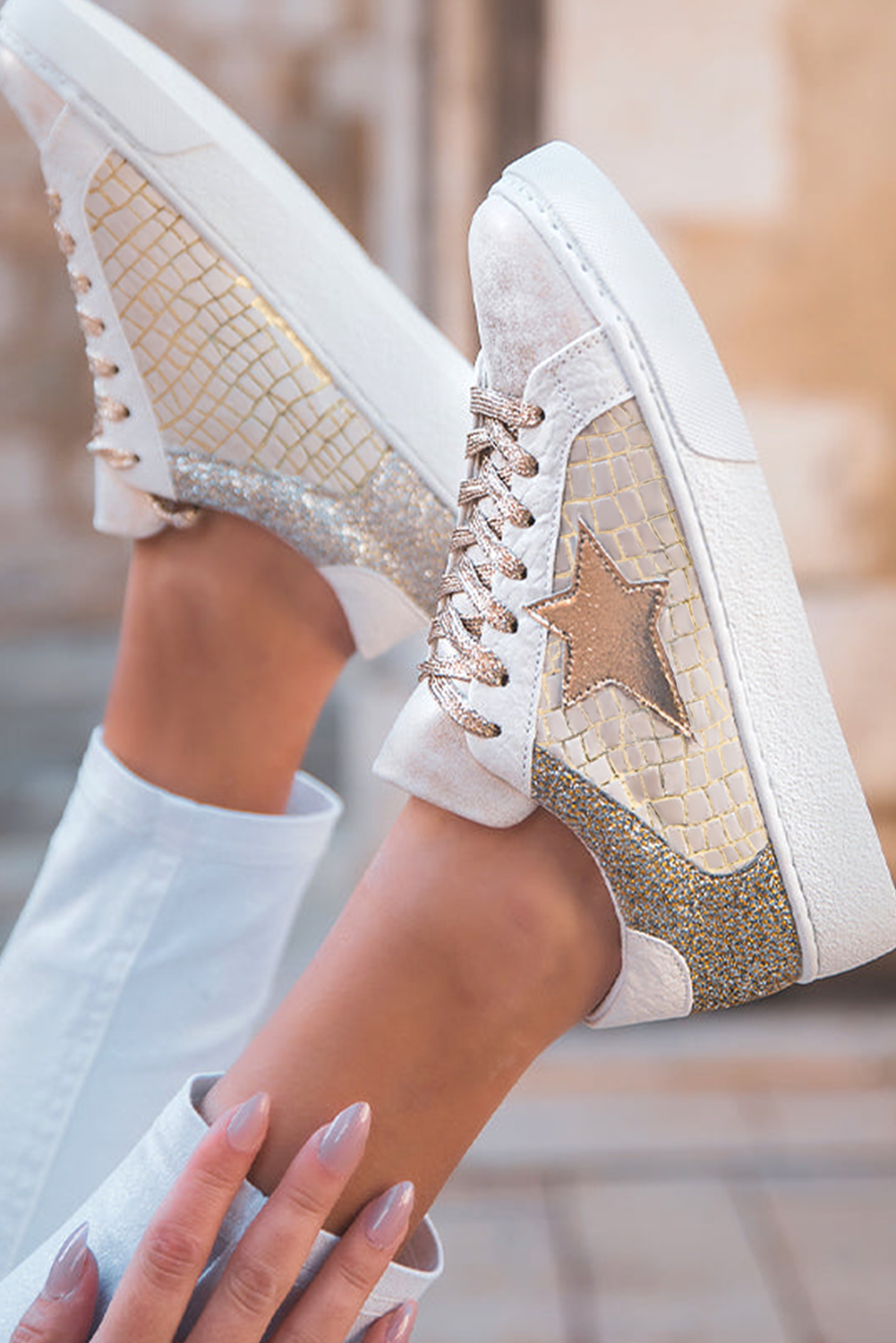 Glitter Star Patchwork Sneaker