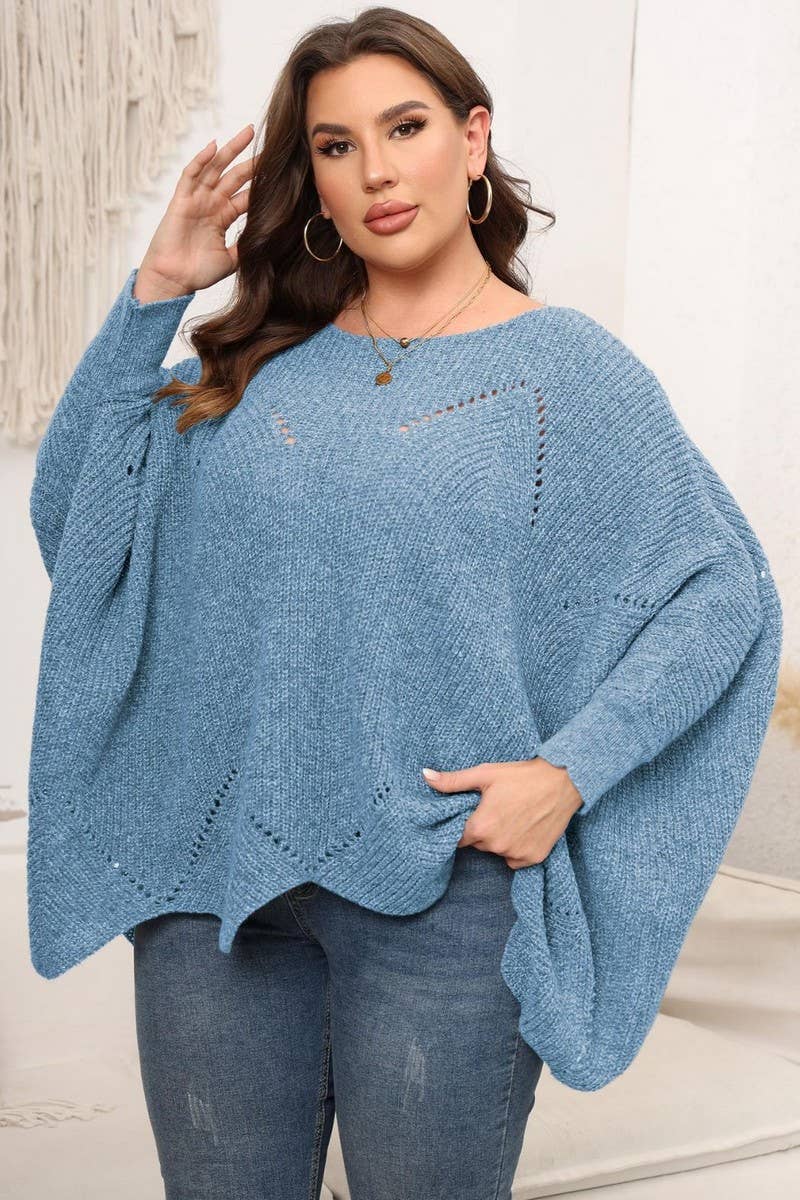 Blue Harbor Knit Poncho Sweater Plus Size