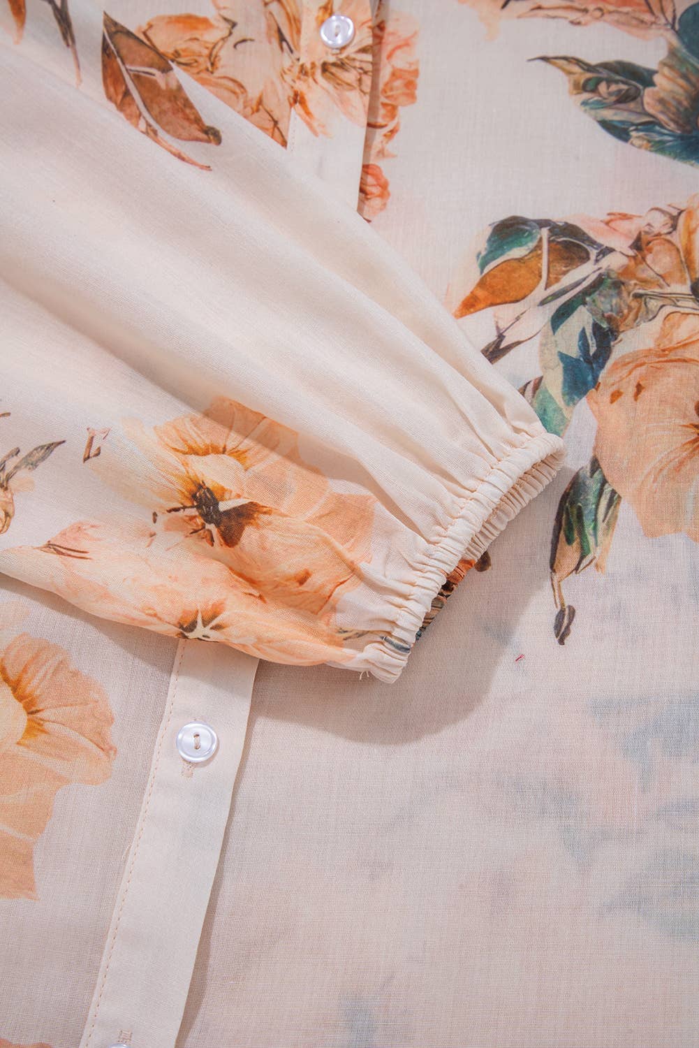 Floral Puff Sleeve Lightweight Shirt