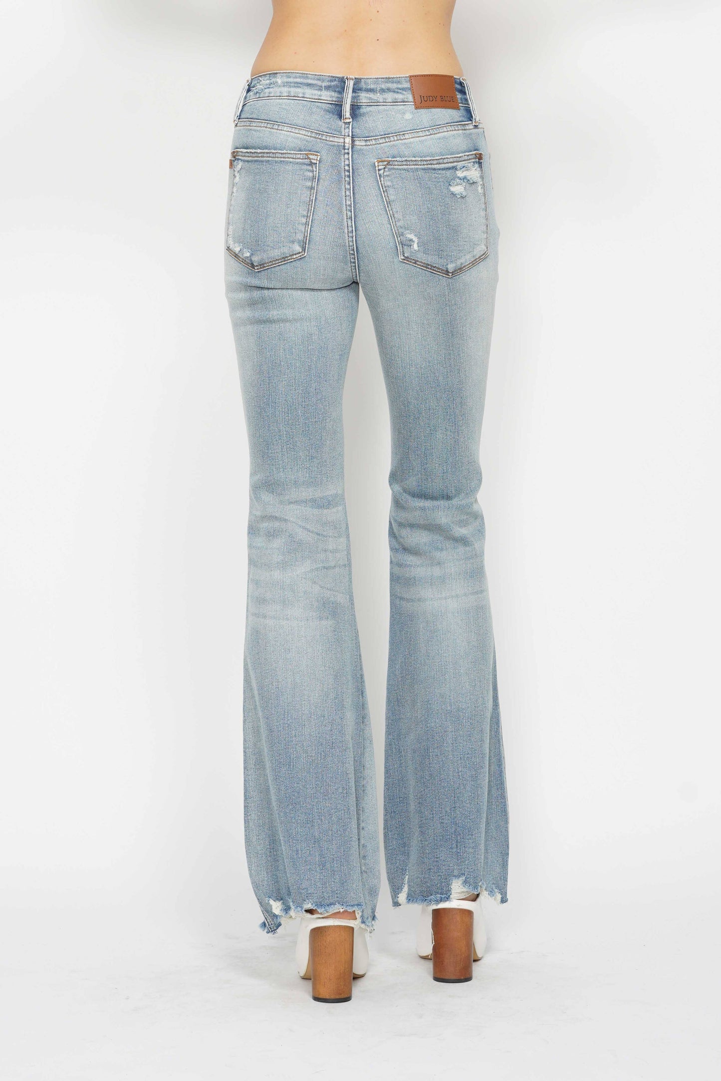 Beach Break Flares | Light Wash Distressed Denim