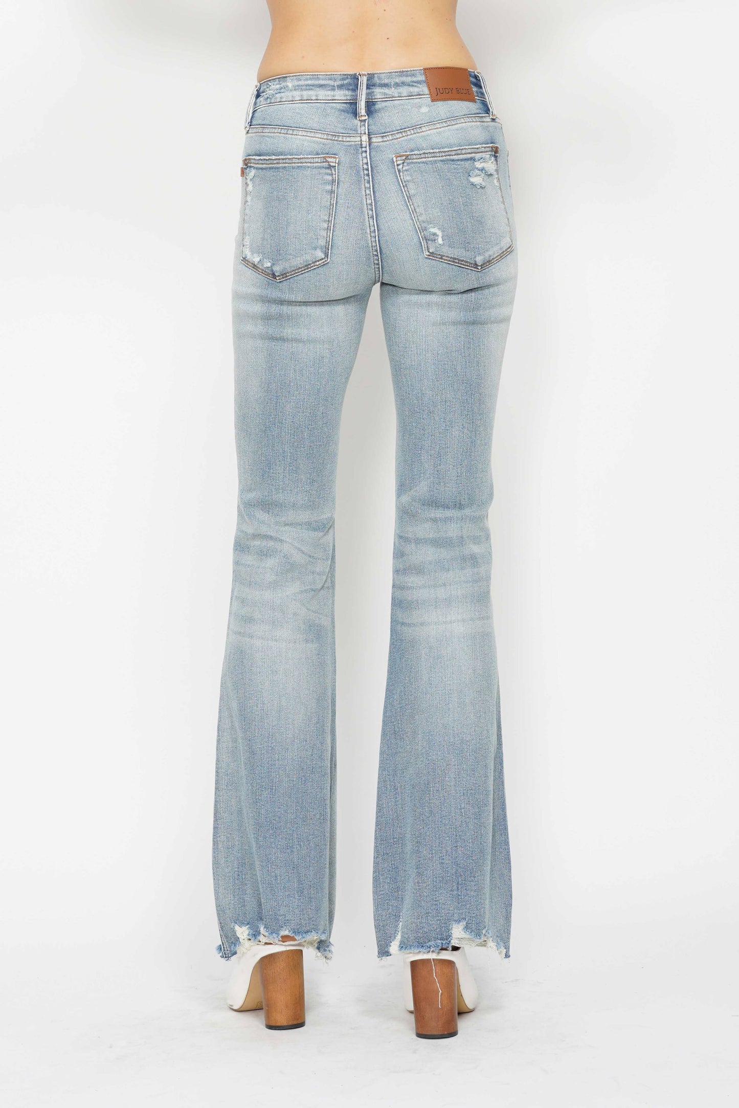 Beach Break Flares | Light Wash Distressed Denim