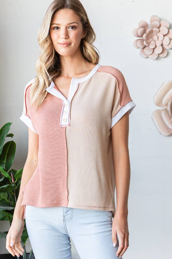 Sunset Split Henley Top