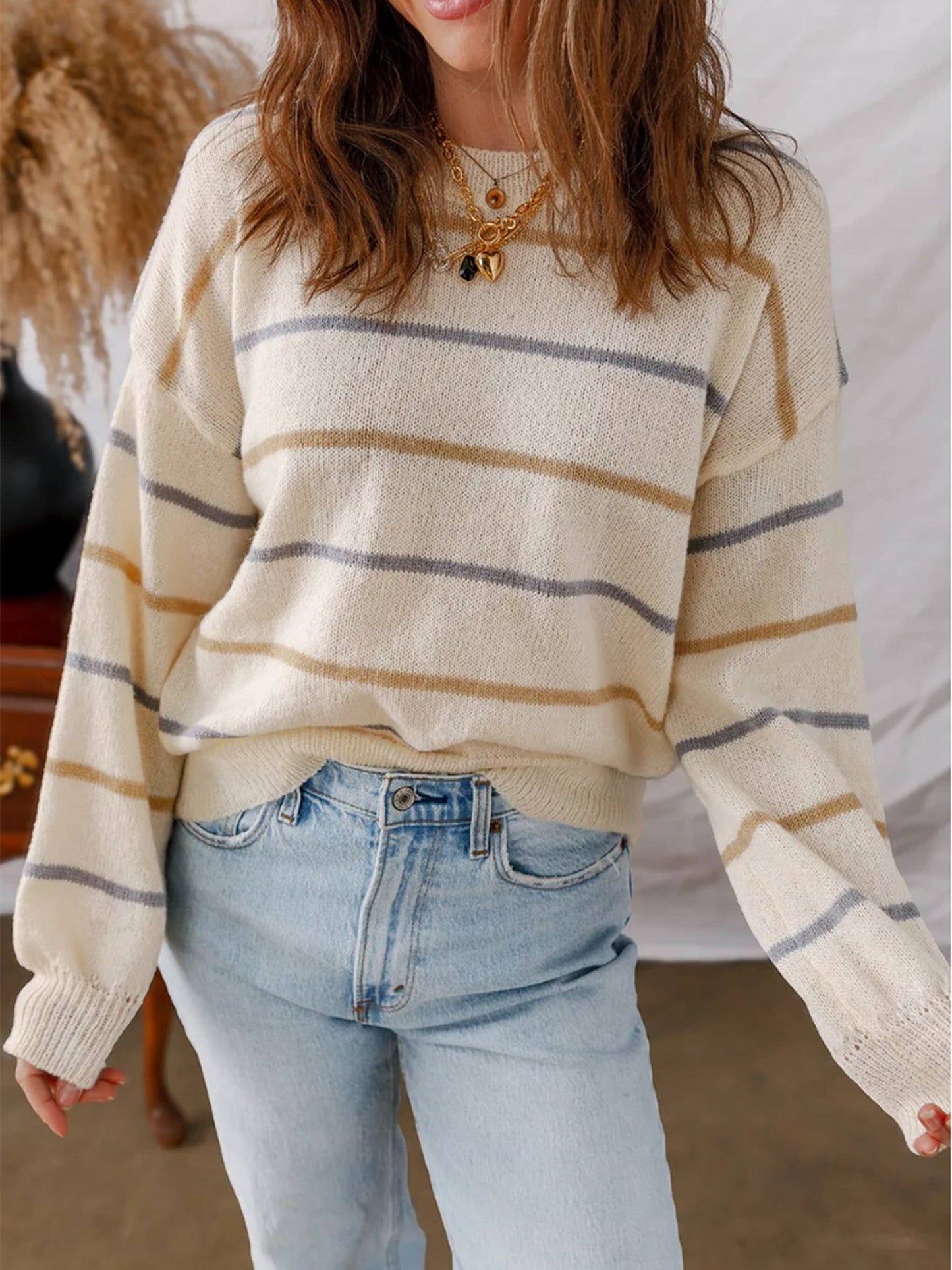 Autumn Stroll Striped Sweater