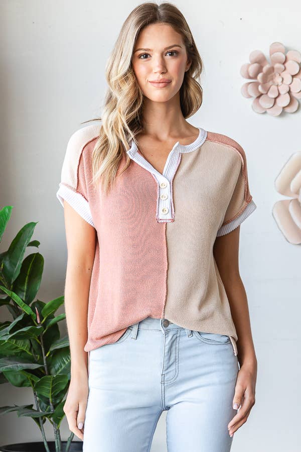 Sunset Split Henley Top