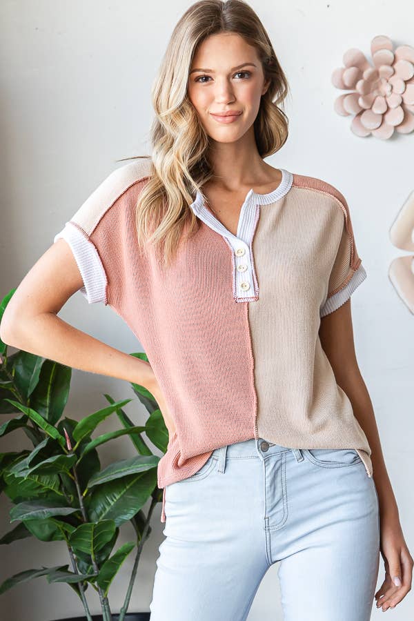 Sunset Split Henley Top