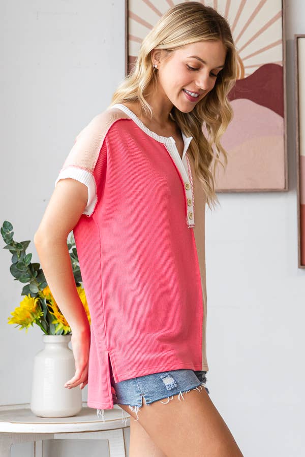 Sunset Split Henley Top