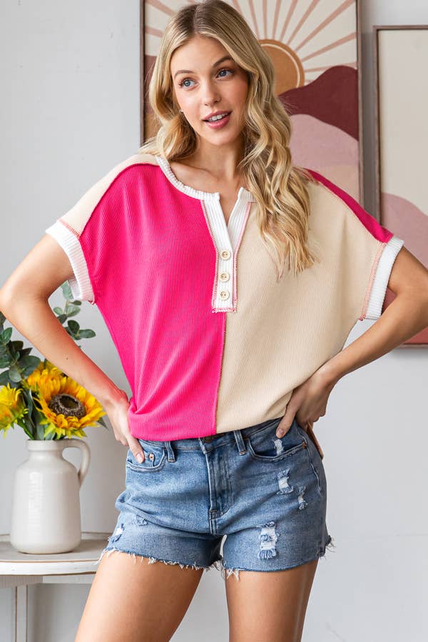 Sunset Split Henley Top