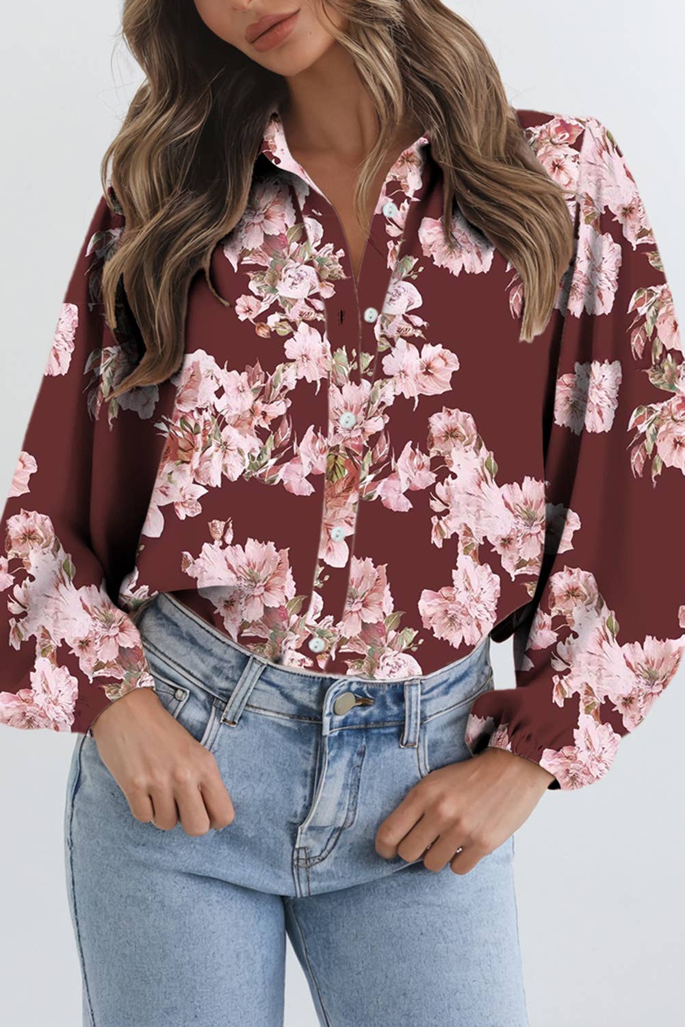 Floral Puff Sleeve Lightweight Shirt