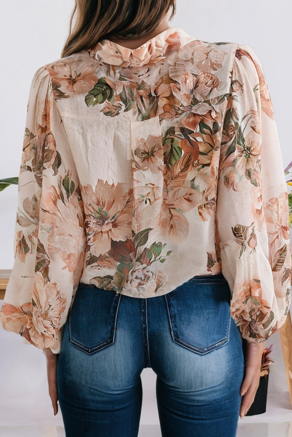 Floral Puff Sleeve Lightweight Shirt