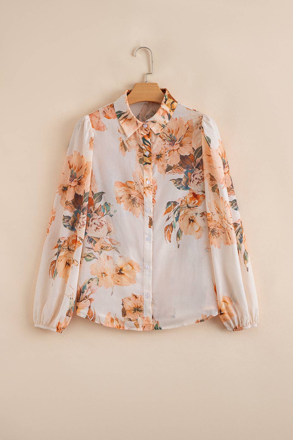 Floral Puff Sleeve Lightweight Shirt