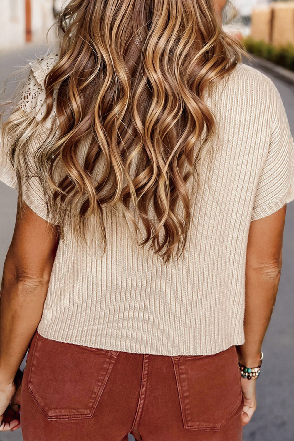 Patch Pocket Short Sleeve Sweater