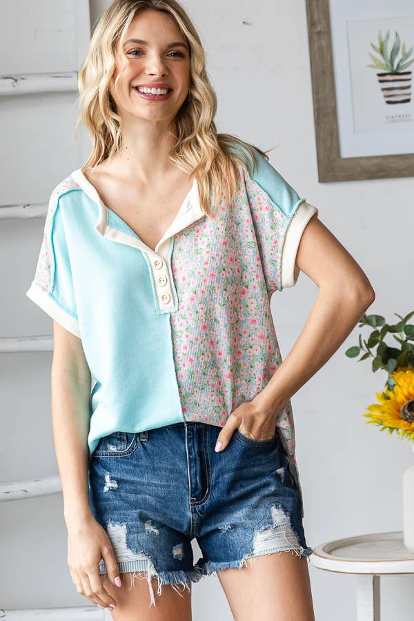 Ocean Bloom Henley Top