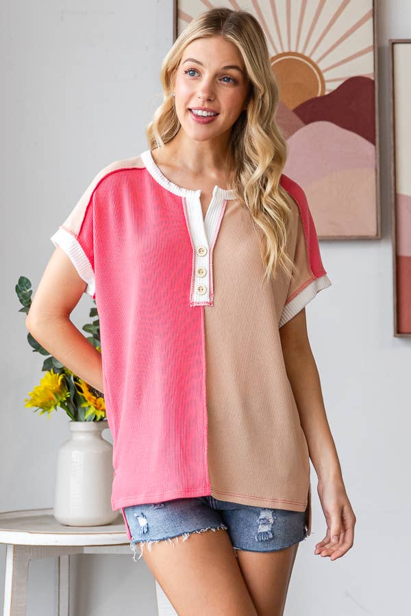 Sunset Split Henley Top
